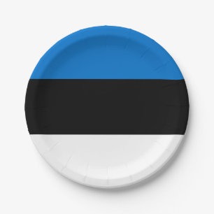 Patriotic paper plate with flag of Estonia