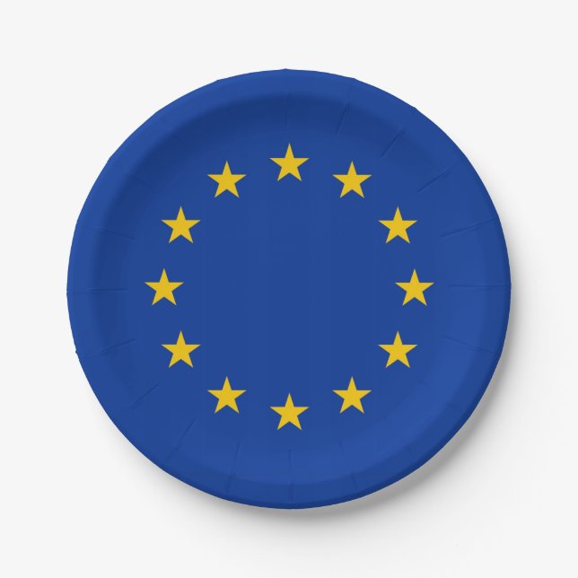 Patriotic paper plate with flag of European Union (Front)
