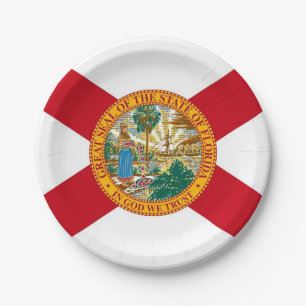 Patriotic paper plate with flag of Florida