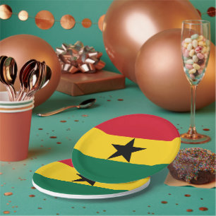 Patriotic paper plate with flag of Ghana