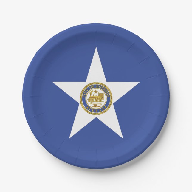 Patriotic paper plate with flag of Houston (Front)