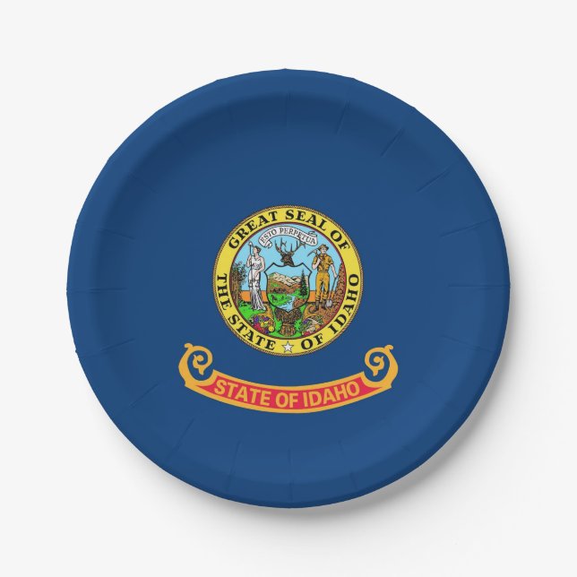 Patriotic paper plate with flag of Idaho (Front)