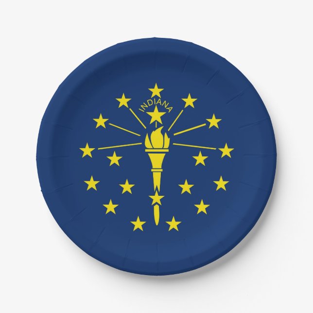 Patriotic paper plate with flag of Indiana (Front)