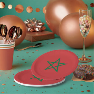 Patriotic paper plate with flag of Morocco