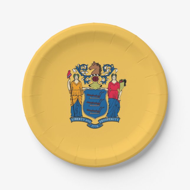 Patriotic paper plate with flag of New Jersey (Front)