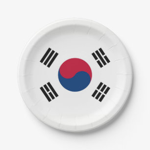 Patriotic paper plate with flag of South Korea