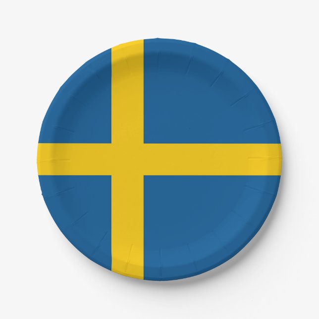 Patriotic paper plate with flag of Sweden (Front)