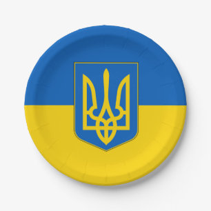 Patriotic paper plate with flag of Ukraine