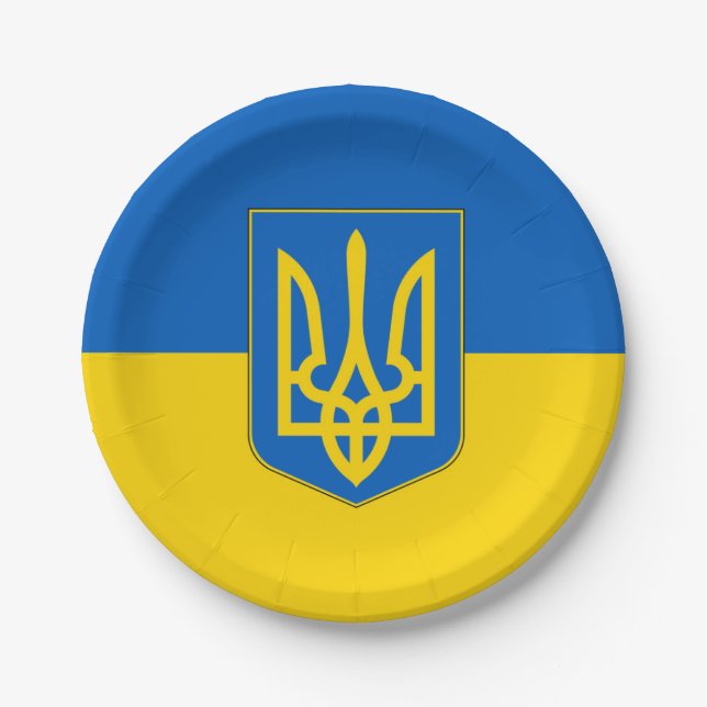 Patriotic paper plate with flag of Ukraine (Front)