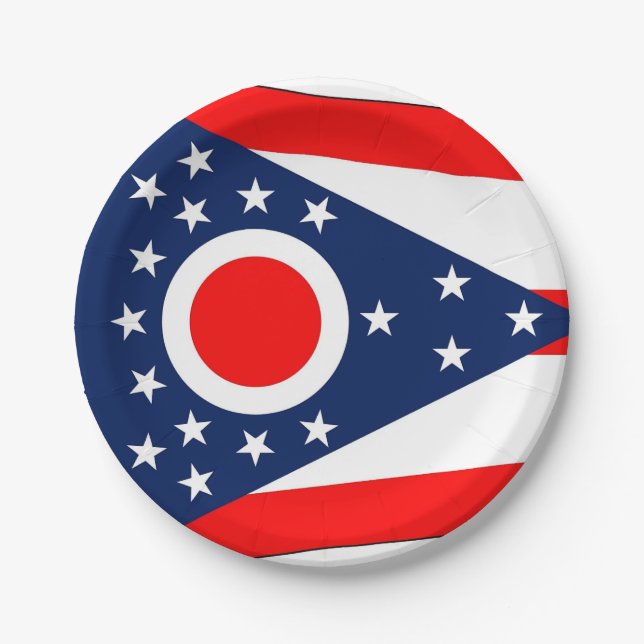 Patriotic paper plate with Ohio flag (Front)