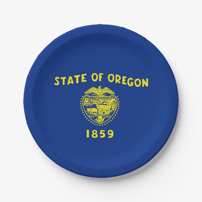 Patriotic paper plate with Oregon flag (Front)
