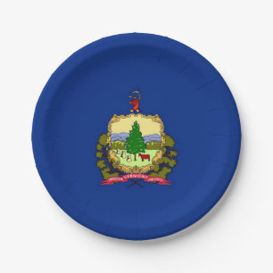 Patriotic paper plate with Vermont flag