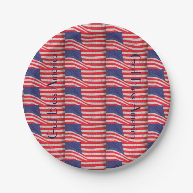 Patriotic Paper Plates, God Bless America Plate (Front)