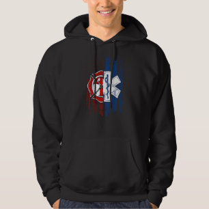 Patriotic Paramedic Firefighter EMT USA Flag EMS Hoodie
