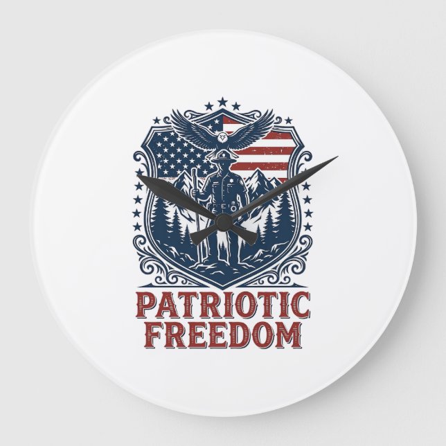 Patriotic Park Ranger Vector Graphic Tee_1 Large Clock (Front)