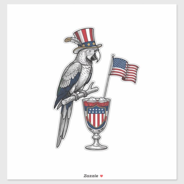 Patriotic Parrot Cocktail Vintage Vector Design_1 (Sheet)