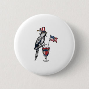 Patriotic Parrot Cocktail Vintage Vector Design_1 6 Cm Round Badge
