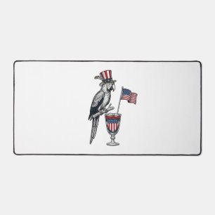 Patriotic Parrot Cocktail Vintage Vector Design_1 Desk Mat