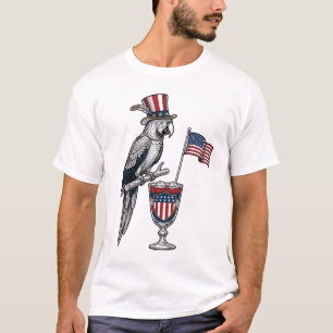 Patriotic Parrot Cocktail Vintage Vector Design_1 T-Shirt