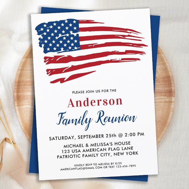 Patriotic Party American Flag Family Reunion  Invitation (Creator Uploaded)