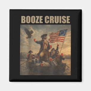 Patriotic Party Boat Funny 4th of July Booze Magnet