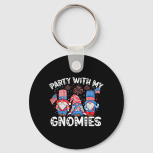 Patriotic Party With Gnomies Usa Independence Day Key Ring