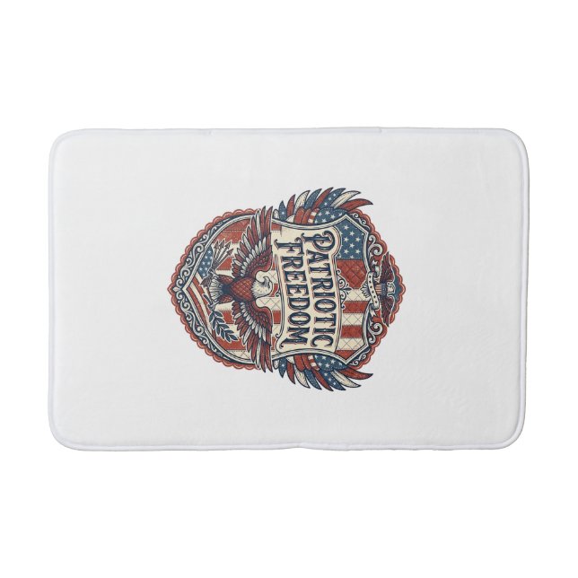 Patriotic Patchwork Artist Bath Mat (Front)