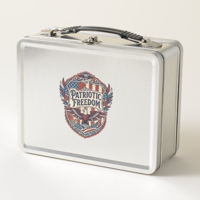 Patriotic Patchwork Artist Metal Lunch Box (Front)