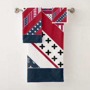 Patriotic, patchwork bath towel set