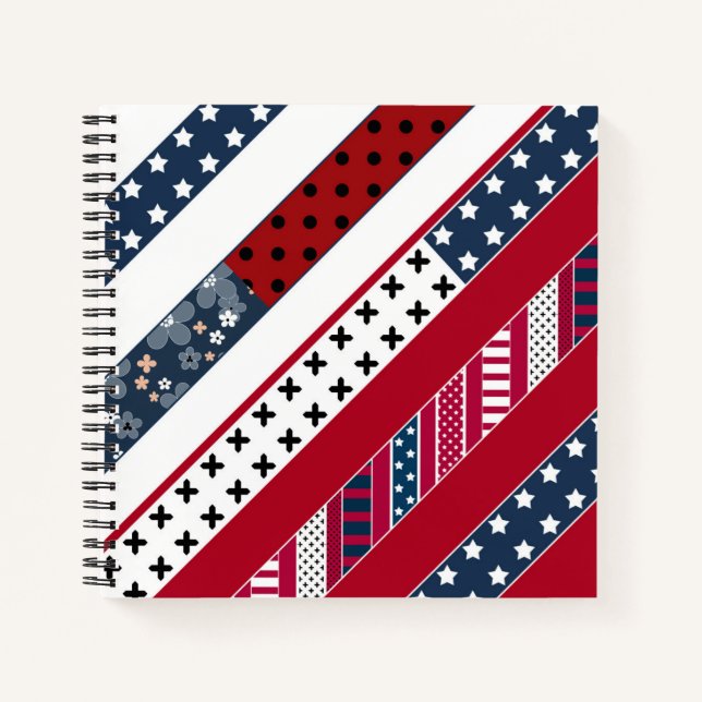 Patriotic, patchwork notebook (Front)