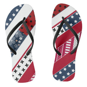 Patriotic, patchwork thongs
