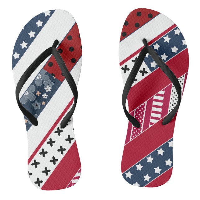 Patriotic, patchwork thongs (Footbed)