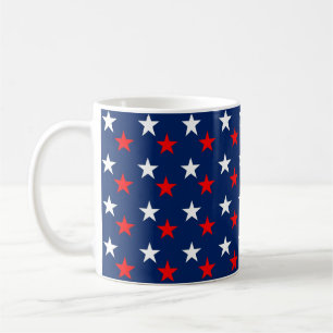 Patriotic Pattern Stars on Blue Coffee Mug