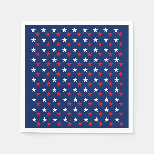 Patriotic Pattern Stars on Blue Napkin (Front)