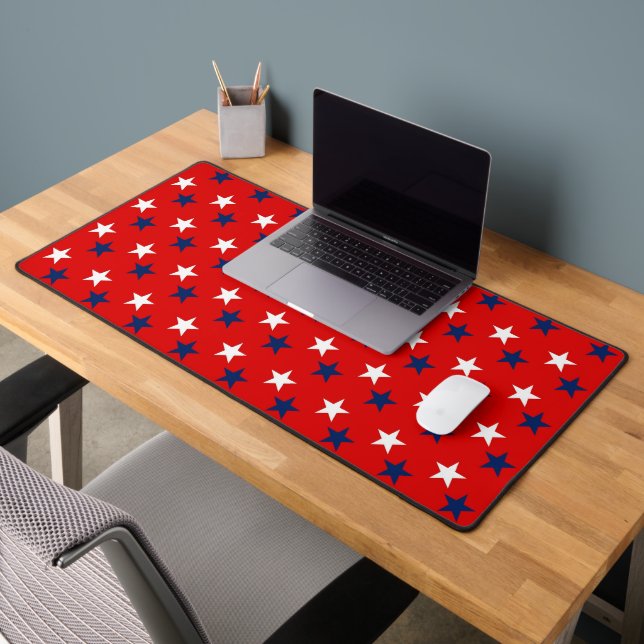 Patriotic Pattern Stars on Red Desk Mat (Office 2)