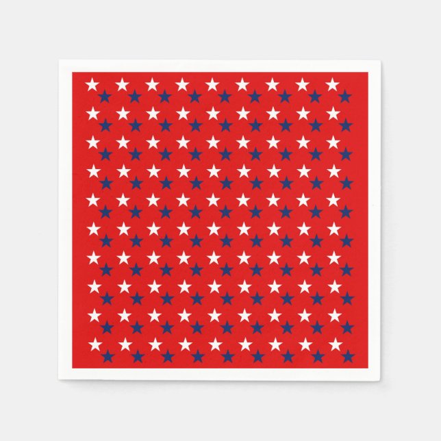 Patriotic Pattern Stars on Red Napkin (Front)