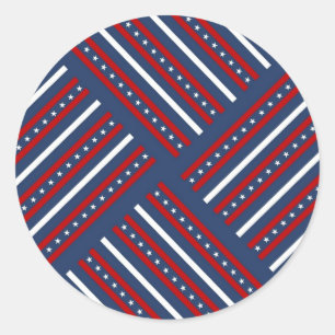Patriotic Pattern Stripes Classic Round Sticker