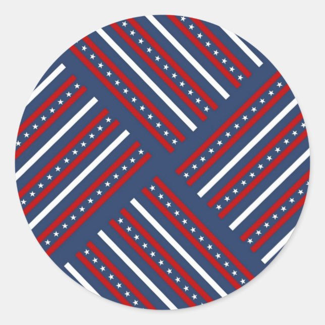 Patriotic Pattern Stripes Classic Round Sticker (Front)