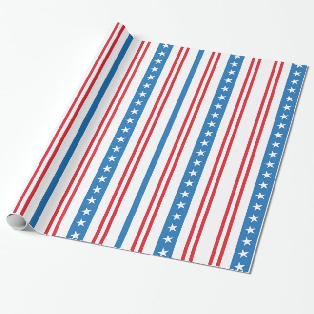 Patriotic pattern wrapping paper (Unrolled)