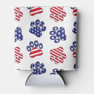 Patriotic Paw Prints Can Cooler