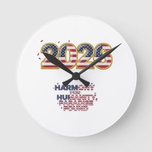 Patriotic Peace Decal Round Clock
