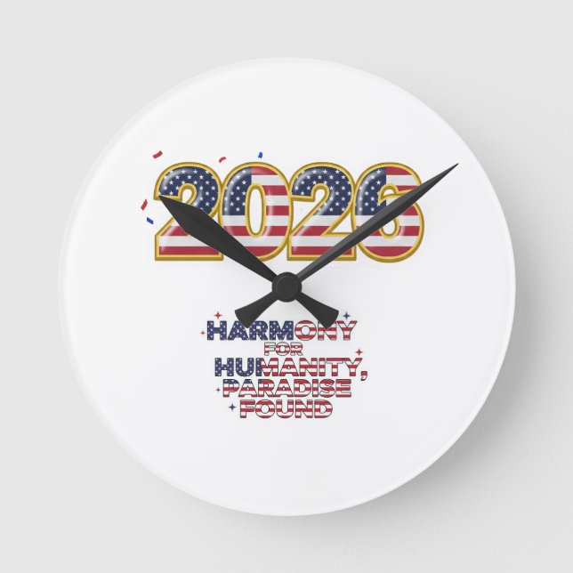 Patriotic Peace Decal Round Clock (Front)