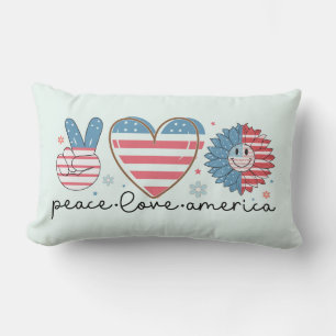 Patriotic Peace Love America Throw Pillow