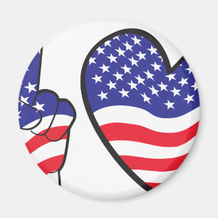 Patriotic Peace Sign and Heart in Flags Magnet