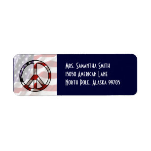 Patriotic Peace Sign Flag Address Label Return Address Label