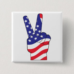 Patriotic Peace Sign USA 15 Cm Square Badge