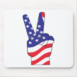 Patriotic Peace Sign USA Mouse Pad