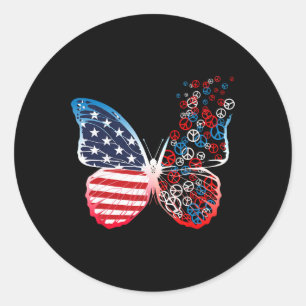 Patriotic Peace Signs 4th Of July Us Flag Classic Round Sticker
