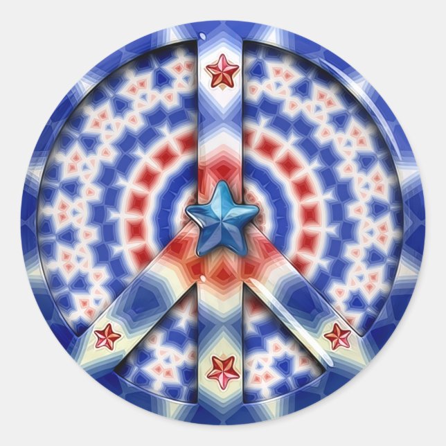 Patriotic Peace Symbol Classic Round Sticker (Front)