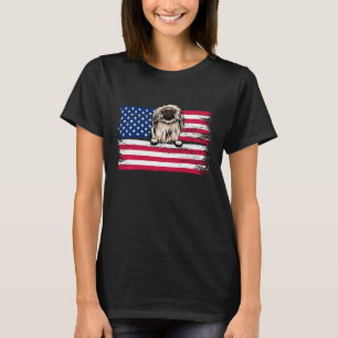 Patriotic Pekingese American Flag Dog T-Shirt